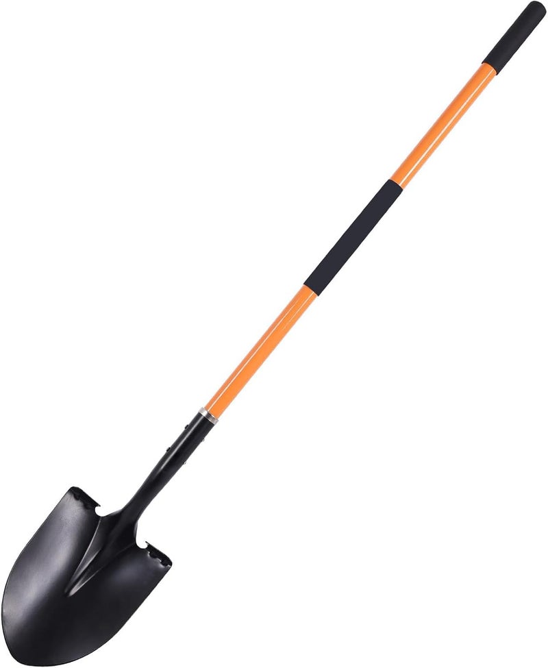 wangyanhao Heavy Duty Garden Shovel, 58-Inch Long Handle, Steel Head with Orange Fiberglass Handle - Image 1